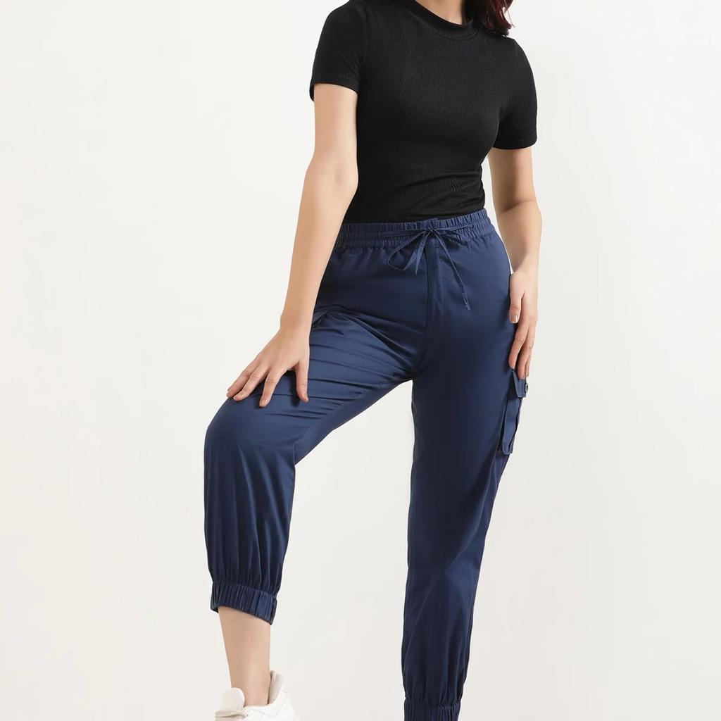 Blue Six Pocket Cargo Paants
