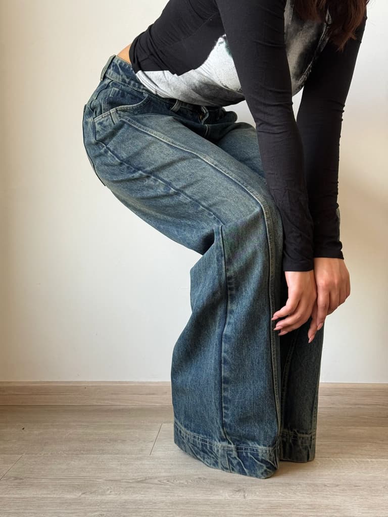 Tinted Vintage Washed Wide Leg Baggy Jeans — photo 7