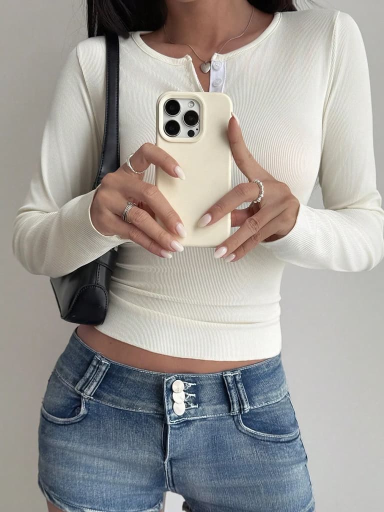 Bodycon Henley Rib Top — photo 8