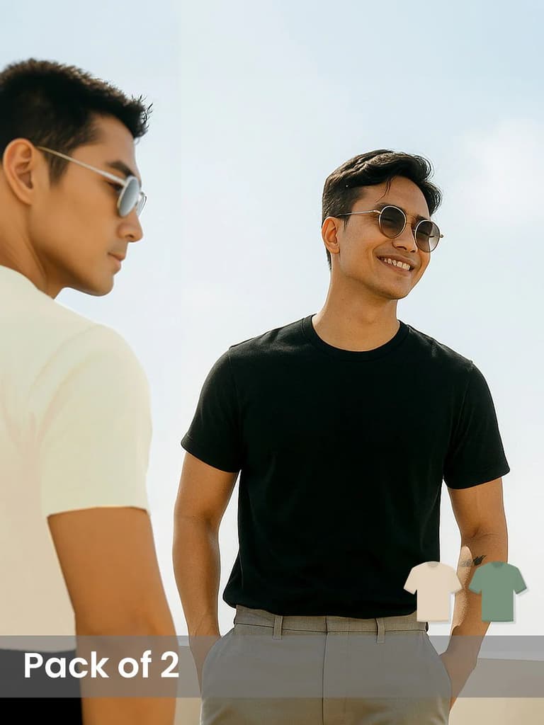 Organic Cotton solid T-shirt for men - Pack Of 2