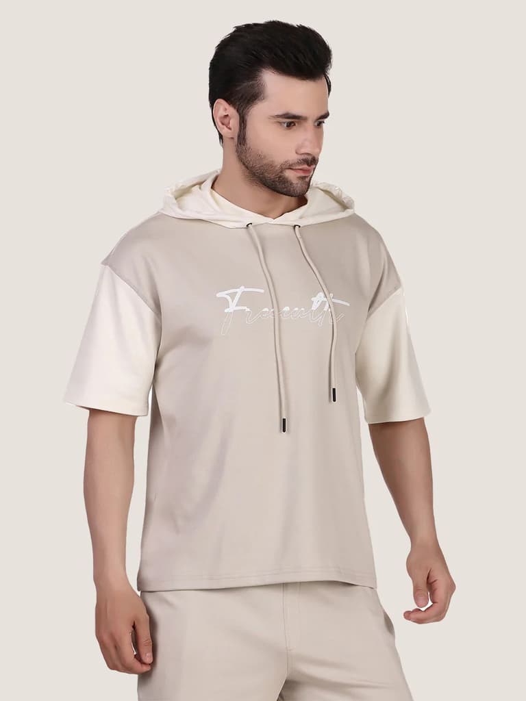 Unisex Ecru Colourblock Half Sleeve Sweatshirt — photo 5