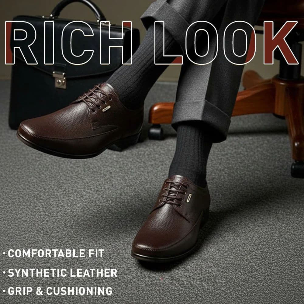 Fortune Brown Formal Lacing Derby Shoes For Men HML-88E By Liberty — photo 3