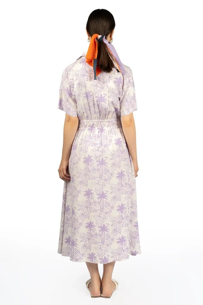 Lavender & White Floral Collared Midi Dress — photo 5