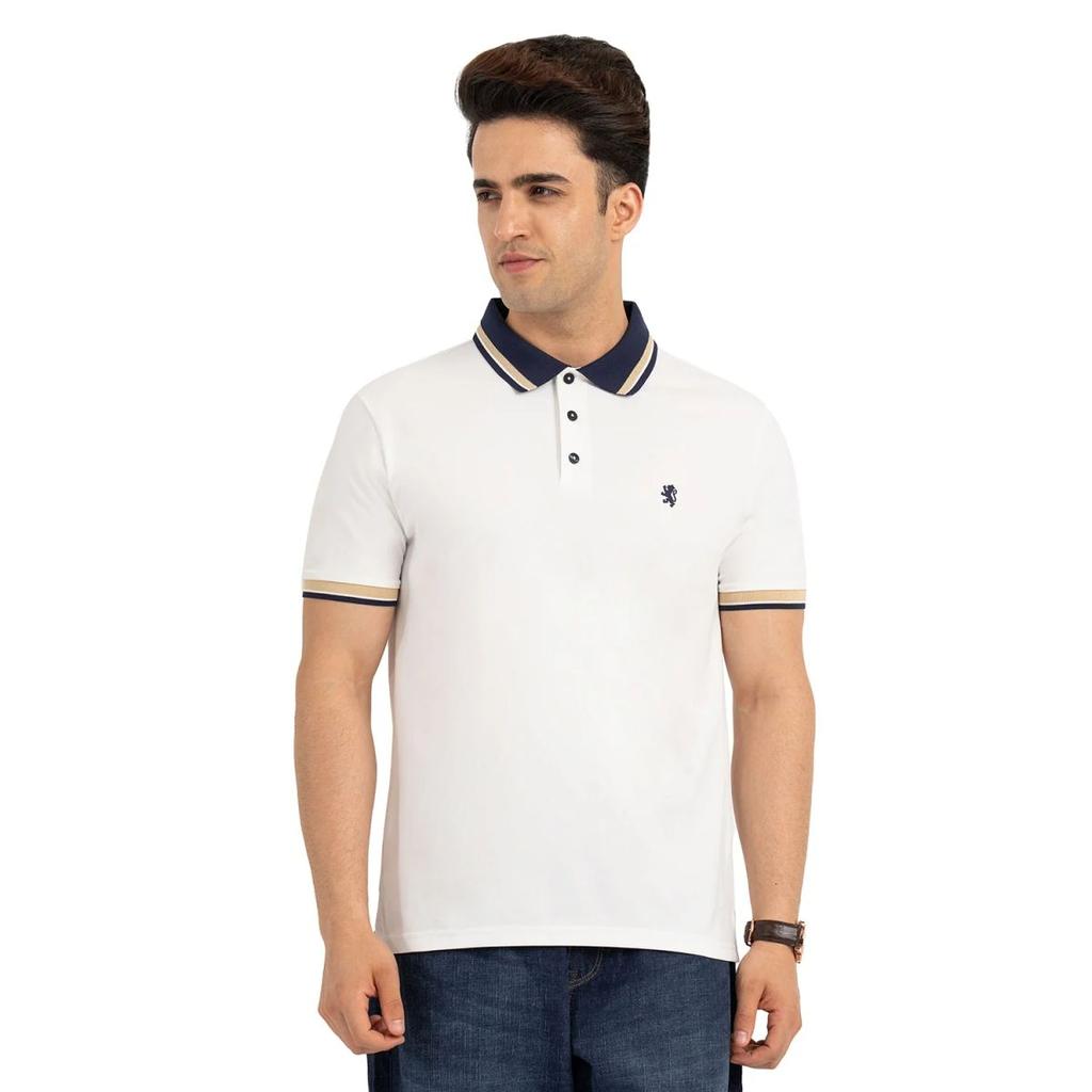 T Shirts for Men in White | Polo Half Sleeve T Shirt — photo 2