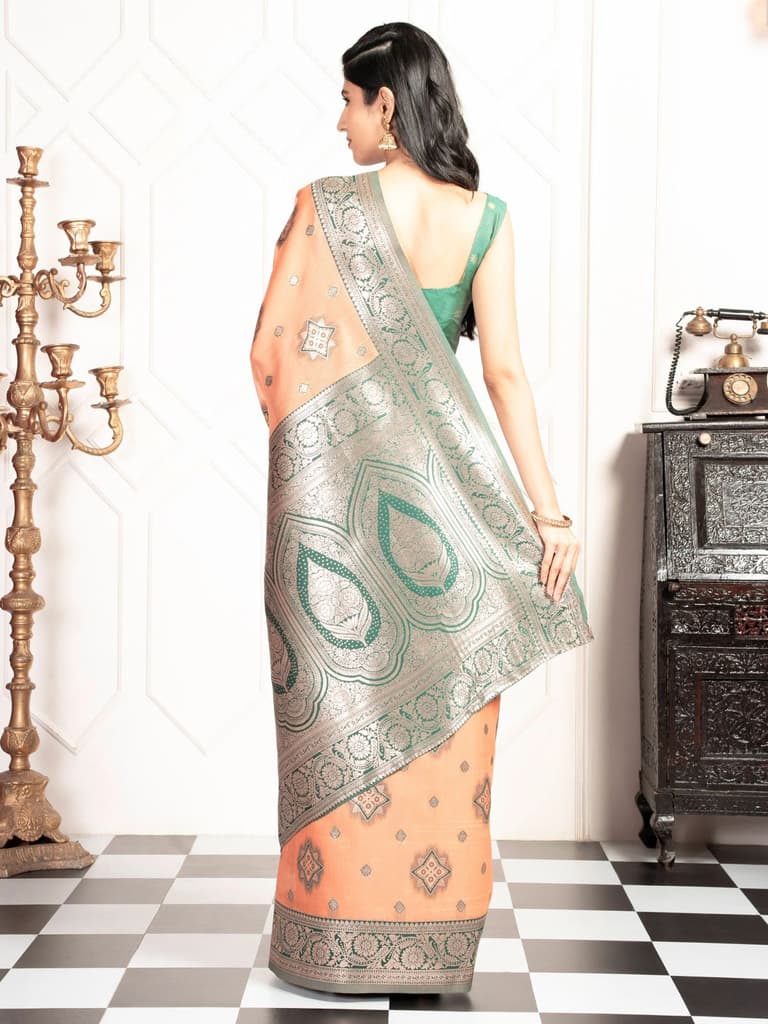 Mimosa Women's Woven Design Kanjivaram Style Art Silk Saree With Blouse Piece : SA00002068PCFREE — photo 4