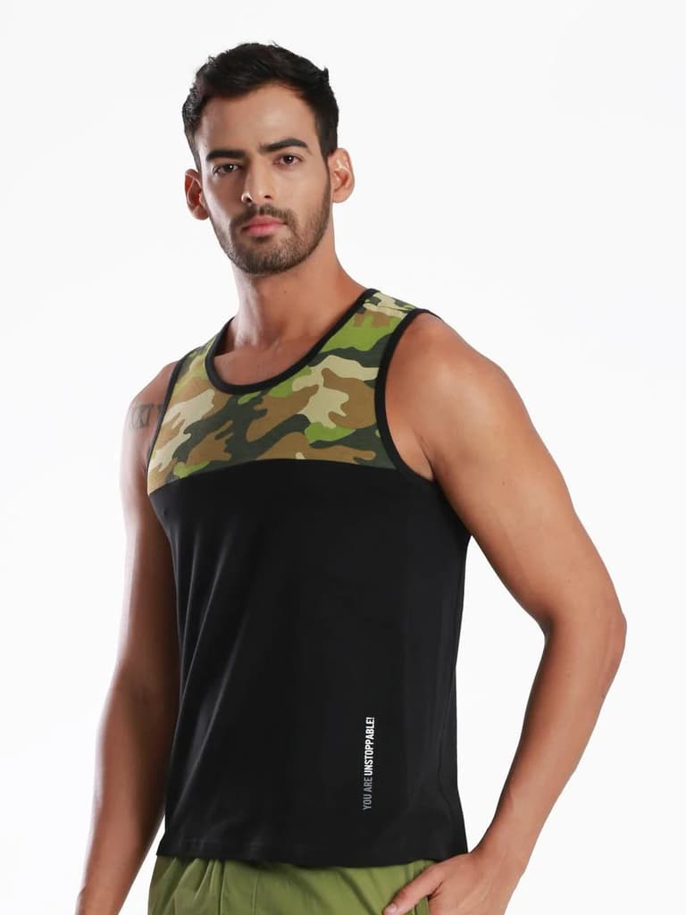 Yoke Camo Black Active Fit Camo Printed Organic Bamboo Vest (Pack Of 1) — photo 3