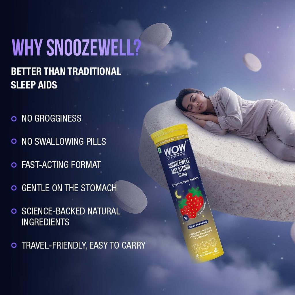 Snoozewell Melatonin Effervescent Tablets Promotes Relaxation