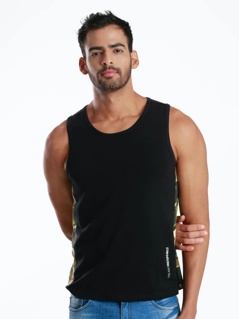 Rib Camo Black Active Fit Camo Printed Organic Bamboo Vest (Pack Of 1) — photo 5