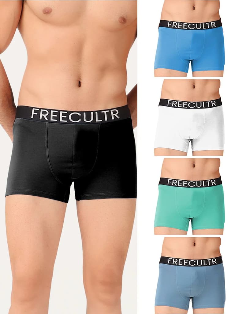 Men's Organic Cotton Trunks Pack of 5 — Black; Brilliant Blue; White; Holly Green; Shadow Blue / S / Men