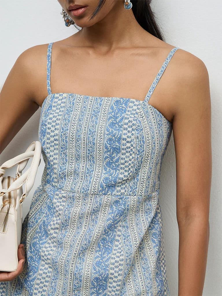 Utsa Indigo Botanical Design Cotton Kurti — photo 3