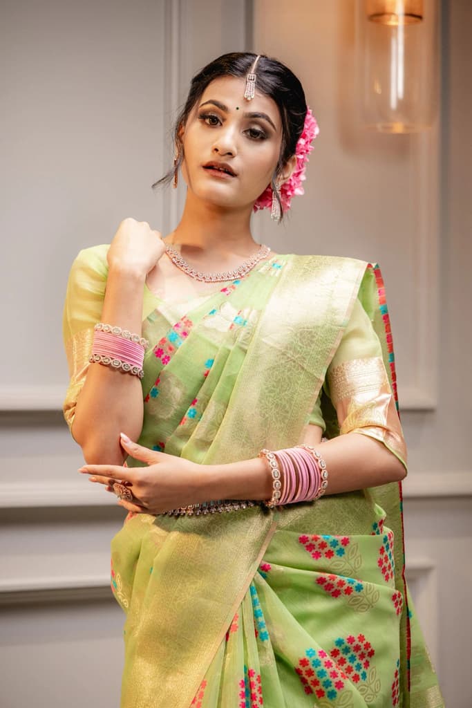 Mimosa Women's Woven Design Banarasi Style Art Silk Saree With Blouse Piece : SA00001595PSFREE — photo 7