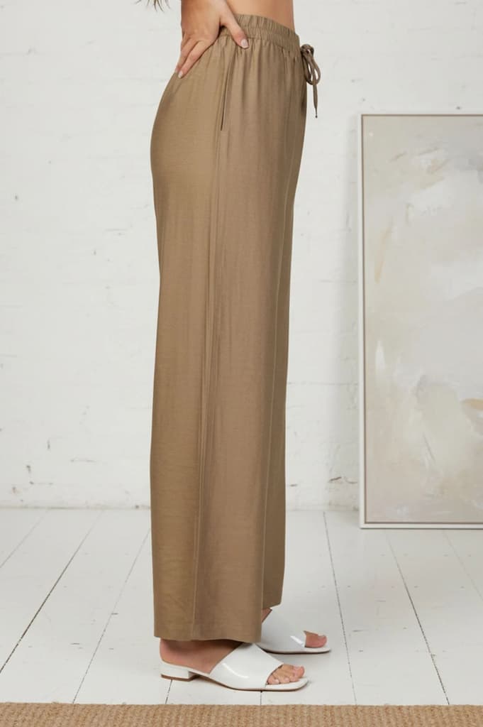 Gold Solid Rayon Relaxed Fit Flared Pants — photo 5