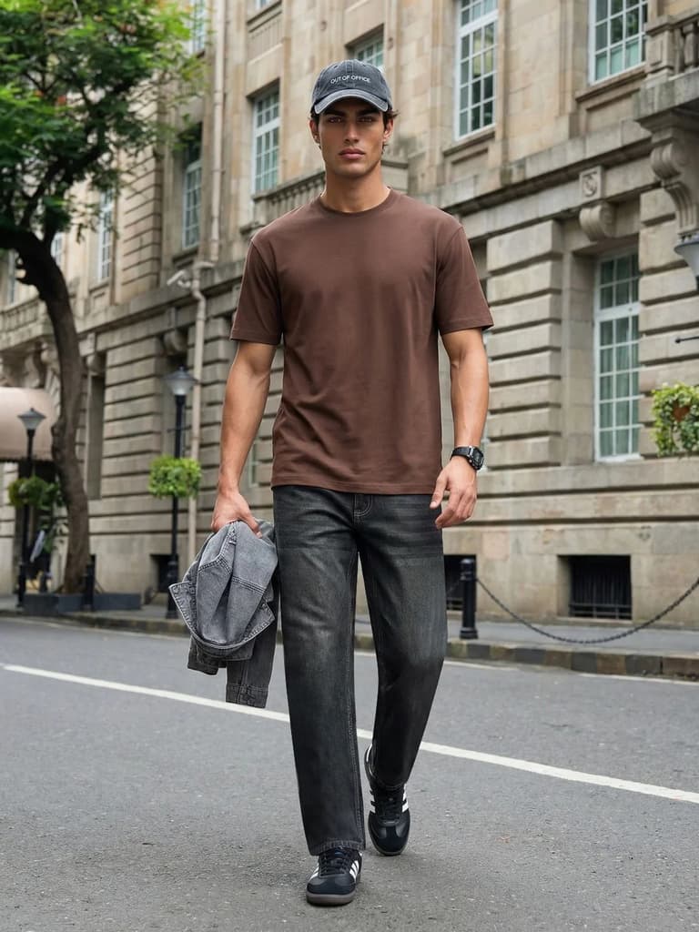 Men's Dark Grey Relaxed Fit Washed Denim Jeans Non-Stretchable — photo 4