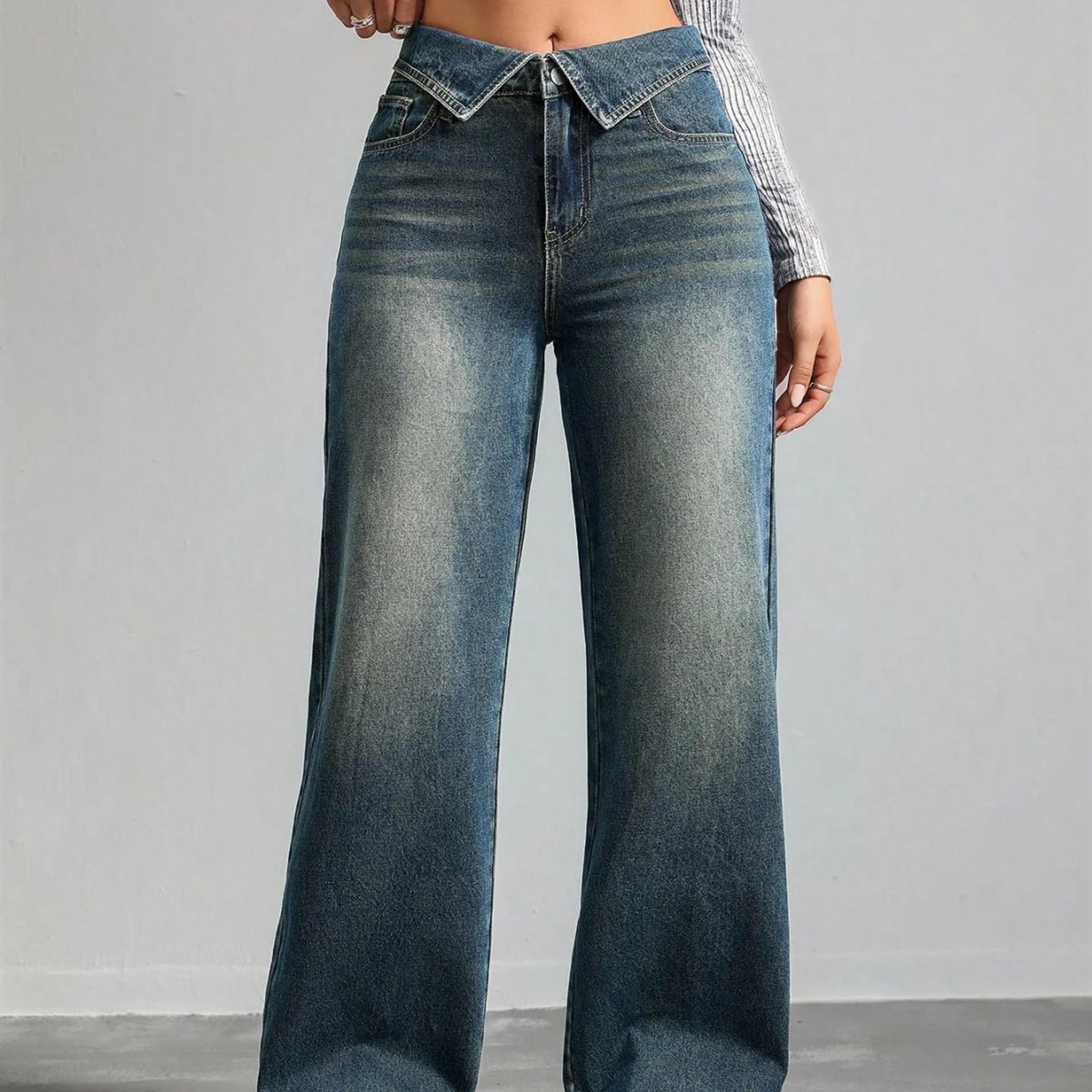 Collar Up Straight Jeans