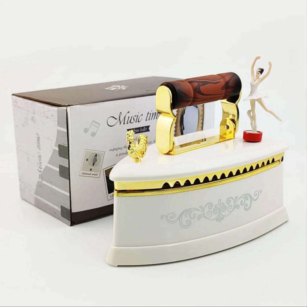Vintage Steam Iron Music Box with Rotating Ballerina n LED Lights — photo 6