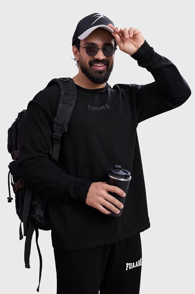 Shell Raw Sweatshirt Black — S
