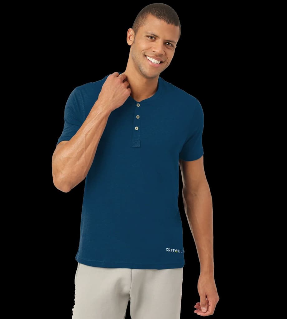 Sapphire Blue Henley 2.0 - Half Sleeves (Pack Of 1) — Sapphire Blue / S