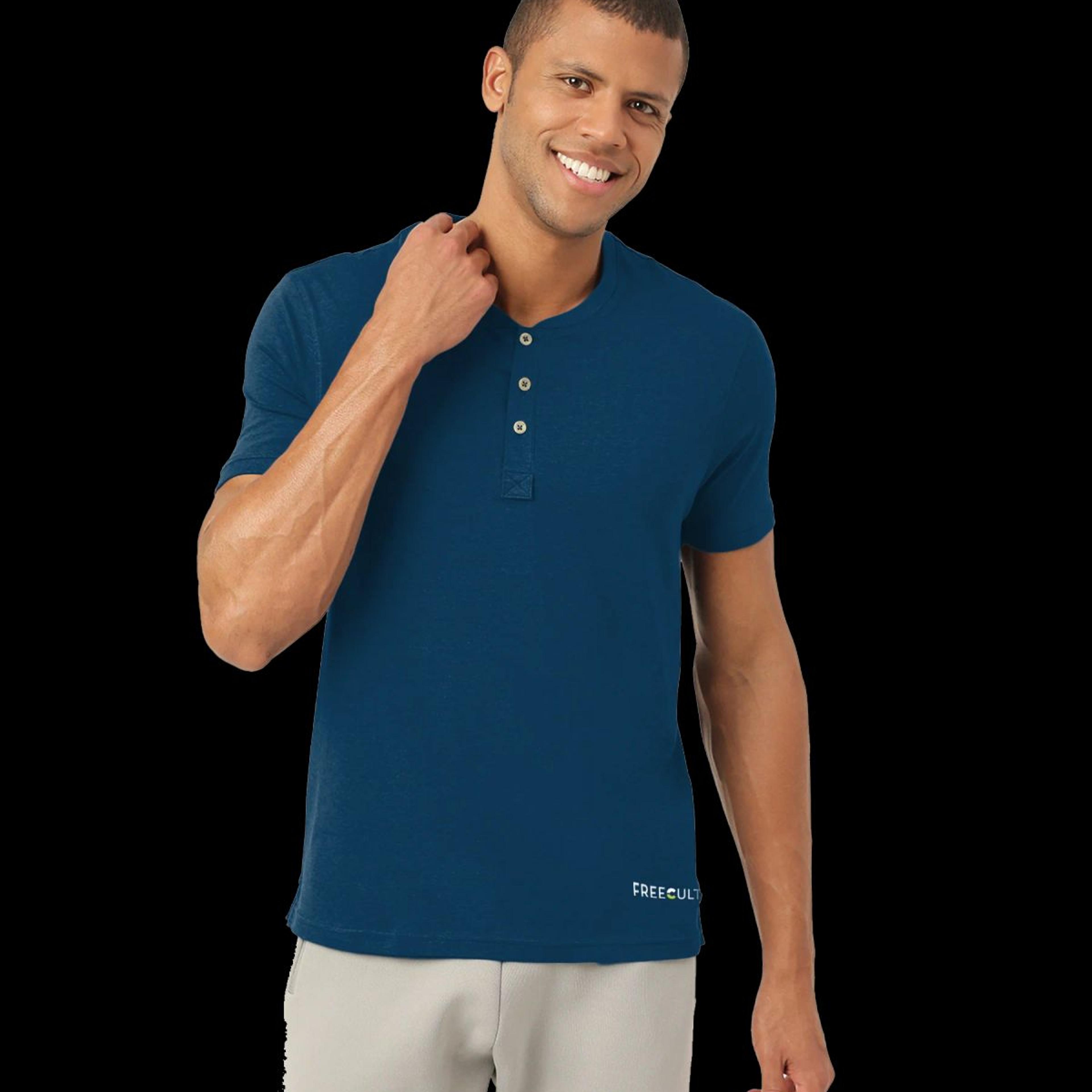 Sapphire Blue Henley 2.0 - Half Sleeves (Pack Of 1)