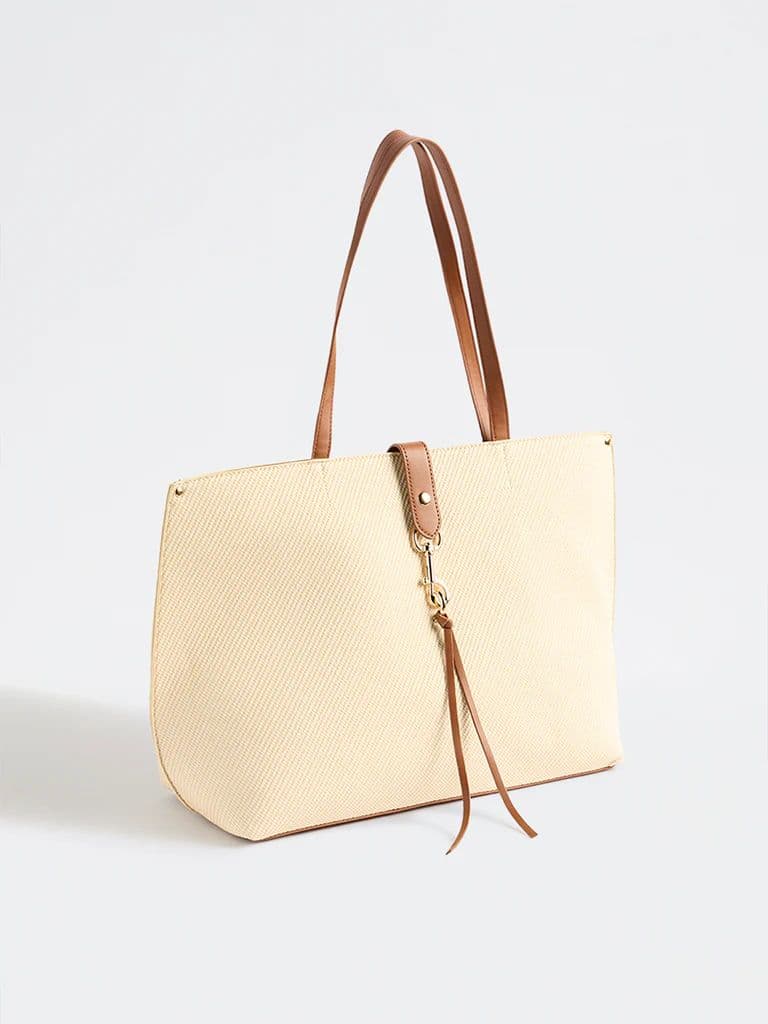 Westside Cream Textured Canvas Tote Bag — photo 2