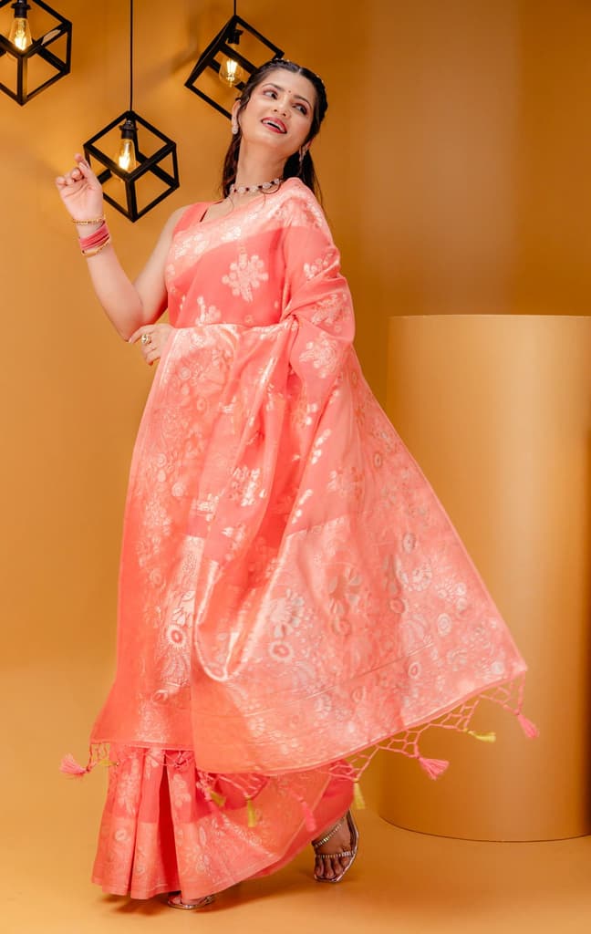 Mimosa Women's Woven Design Banarasi Style Art Silk Saree With Blouse Piece : SA00001806GJFREE — photo 5