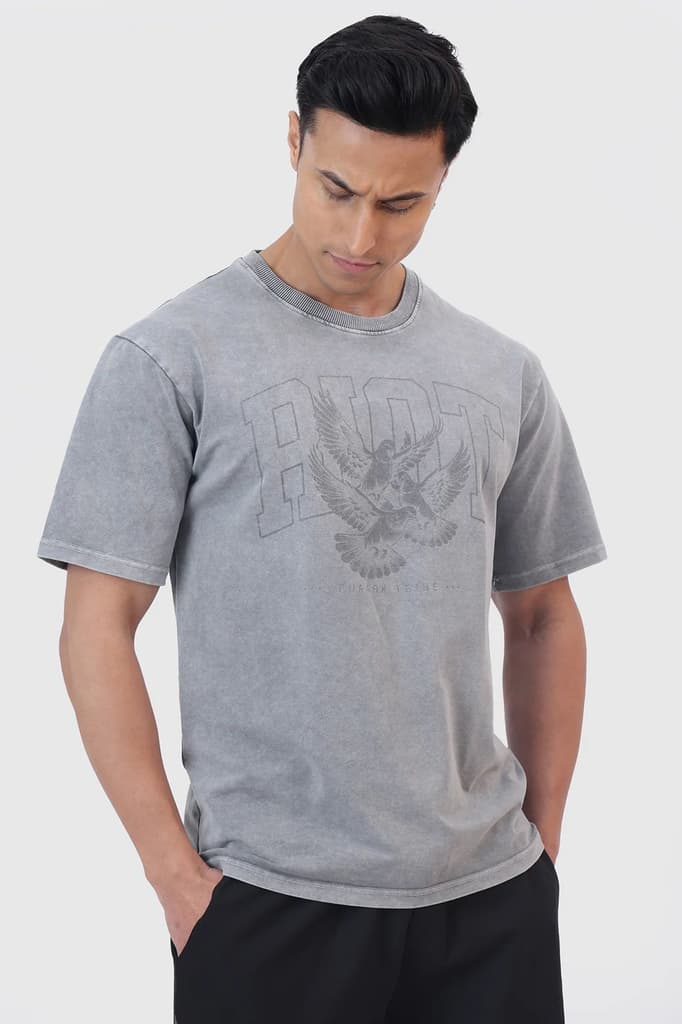 Shadow Washed Oversized T-shirt Light Grey — photo 4