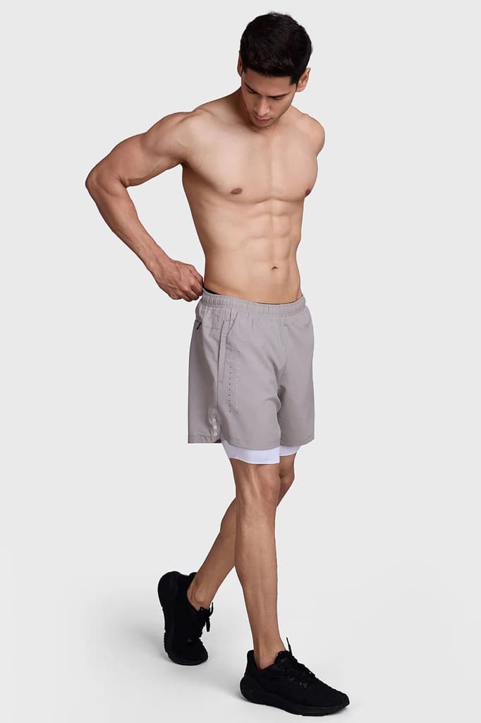 2 in 1 Laser Shorts Beige With White — photo 5