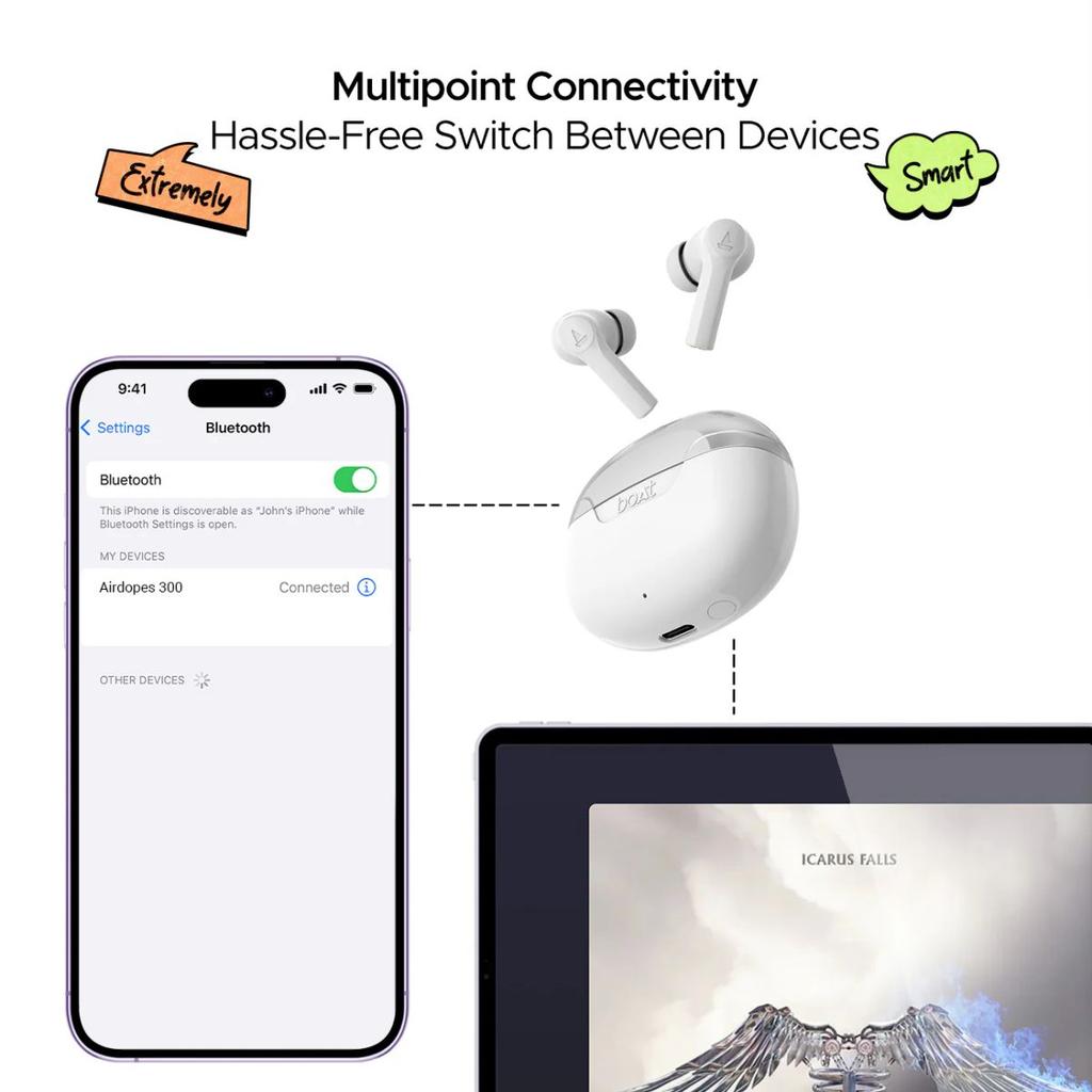 boAt Airdopes 300 | Wireless Earbuds with 50 Hours Playback, Quad Mics AI ENx™ Tech, ASAP™ Charge, Spatial Audio — photo 5