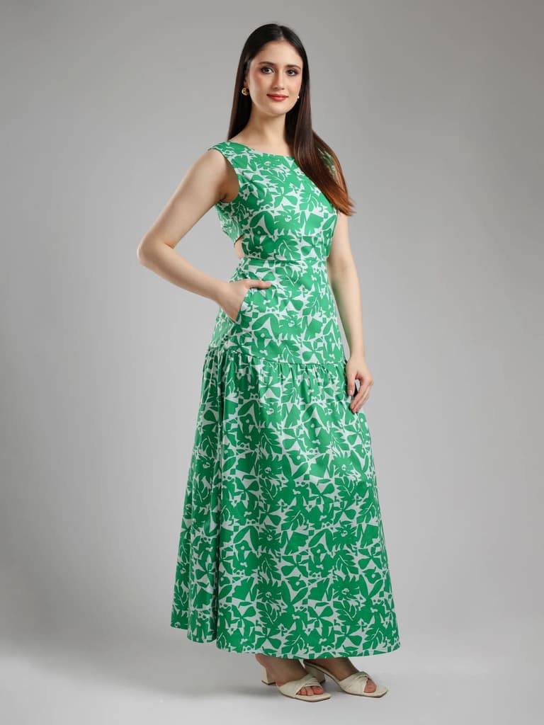 Omira Printed Midi Dress - Green — photo 7