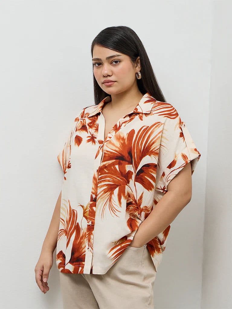 Gia Rust Foliage Printed Shirt