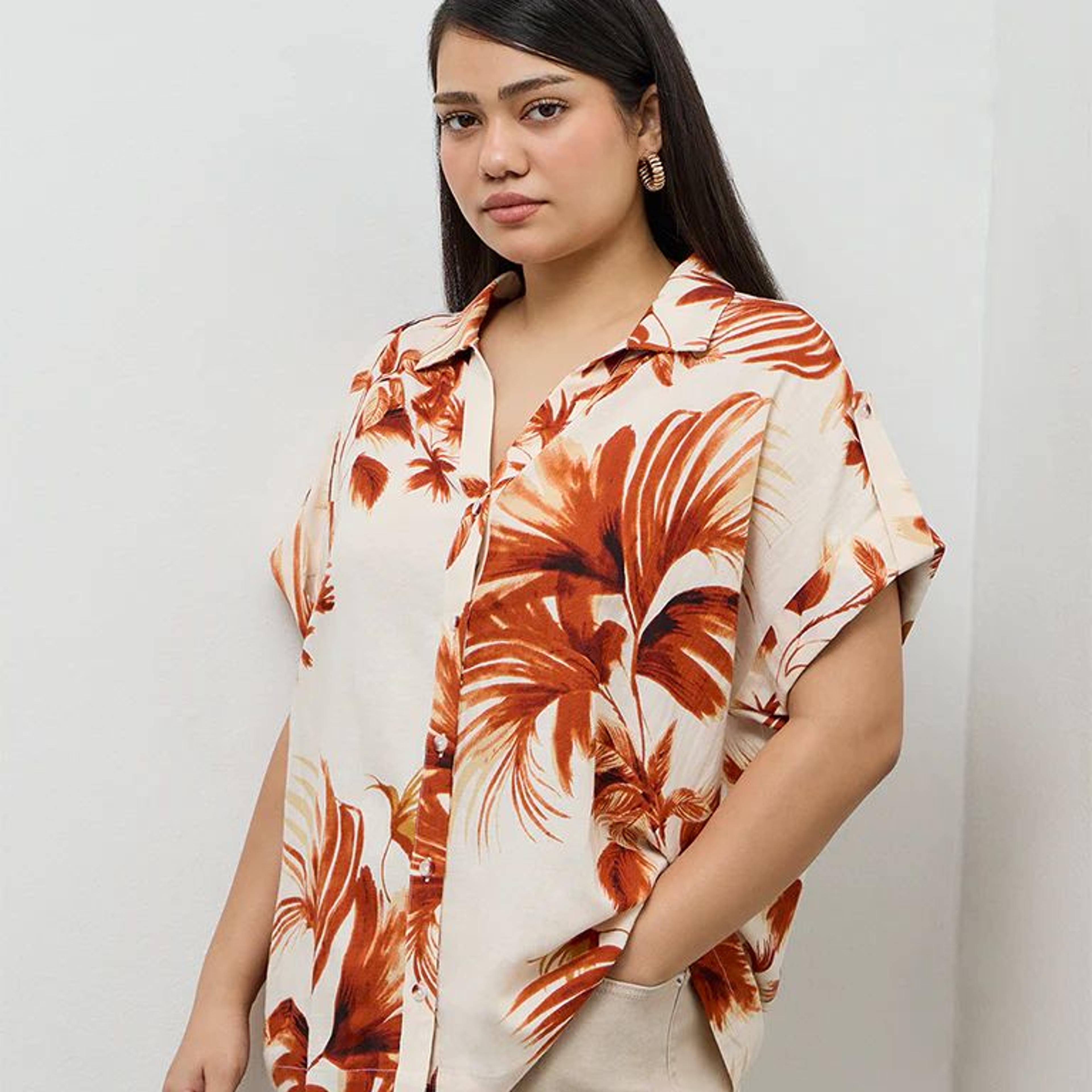 Gia Rust Foliage Printed Shirt