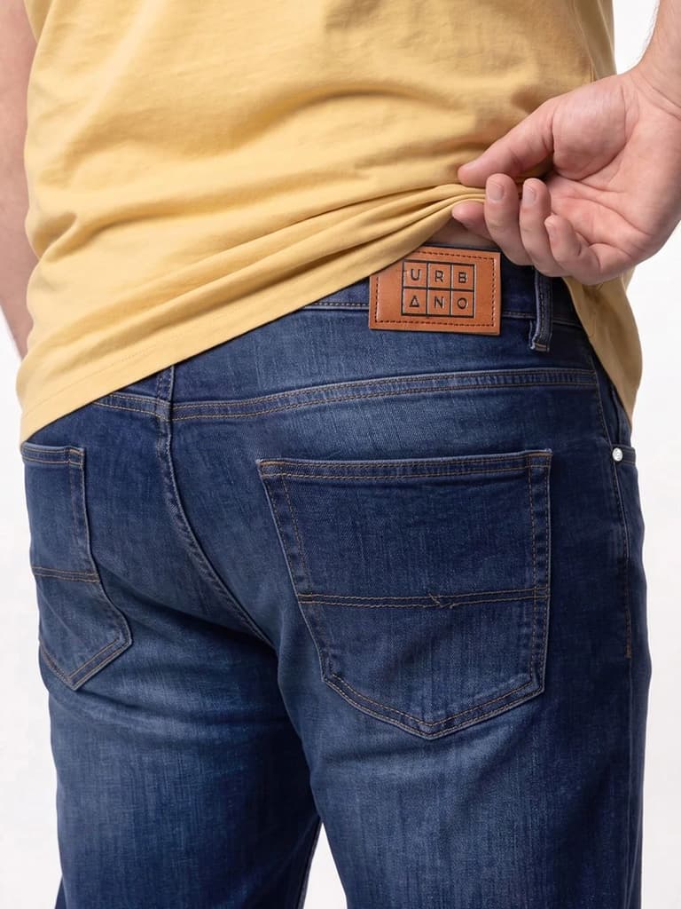 Plus Men's Dark Blue Relaxed Fit Washed Denim Jeans Non-Stretchable — photo 6