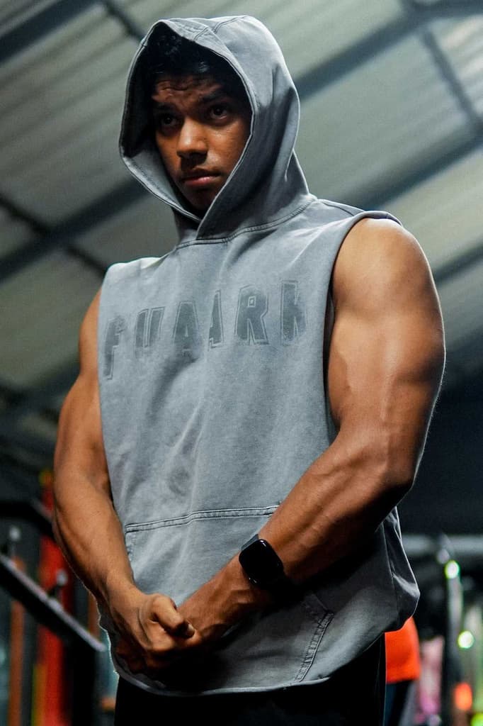 Shadow Washed Capsleeves Hoodie Light Grey — XS