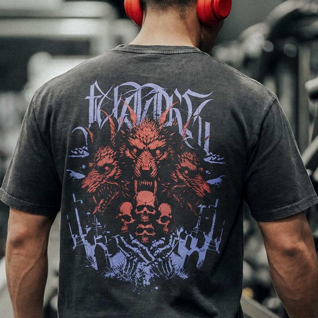 Skull Washed Oversized T-shirt Dark Grey