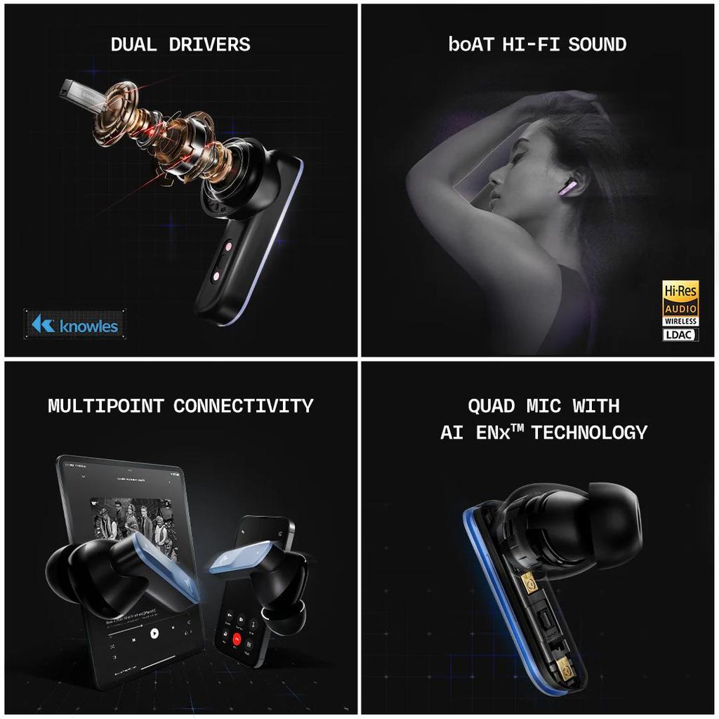 boAt Nirvana X TWS | Wireless Earbuds with Knowles dual drivers, Hi-Res Audio LDAC, 40 Hours Playback, boAt Hi-Fi Sound, ENx™ Technology, Dual Pairing — photo 6