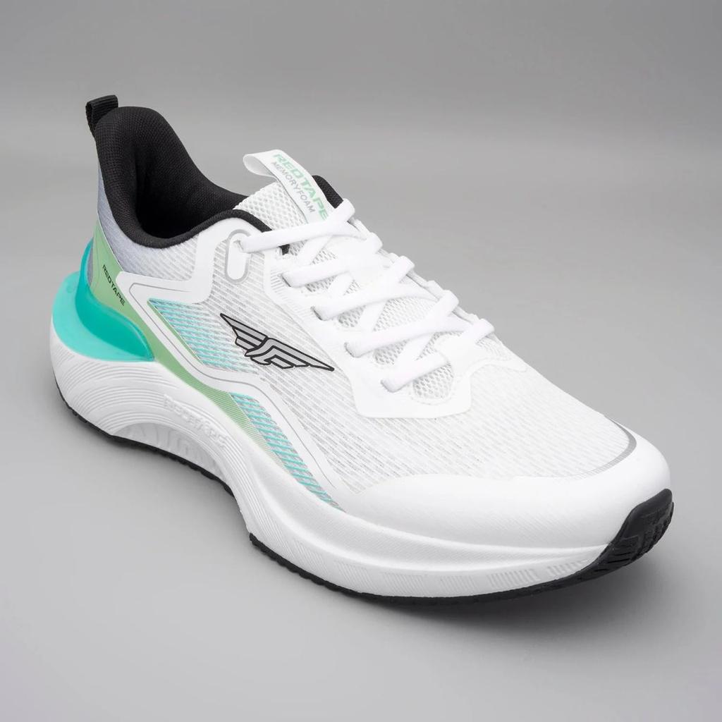 White & Sea Green Sports Shoes for Men — 6 / White Sea Green