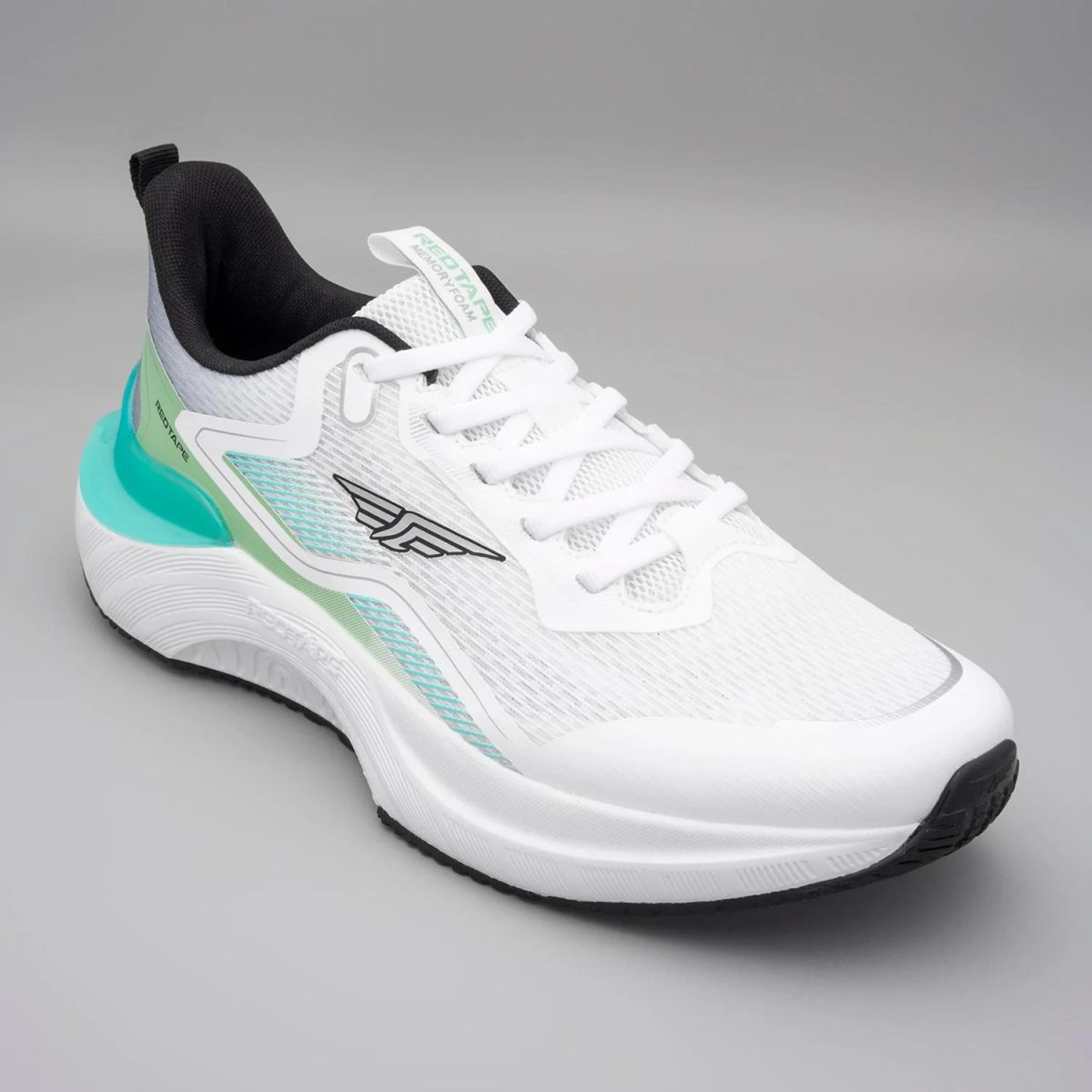 White & Sea Green Sports Shoes for Men