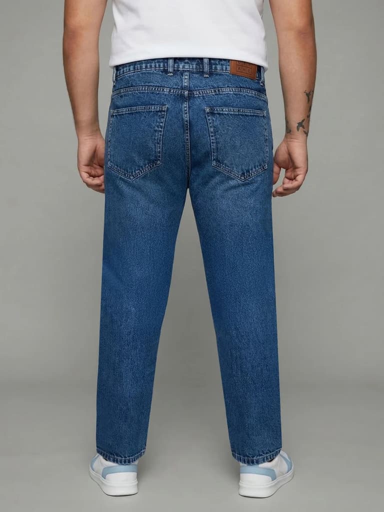 Plus Men's Light Blue Relaxed Fit Washed Denim Jeans Non-Stretchable — photo 3