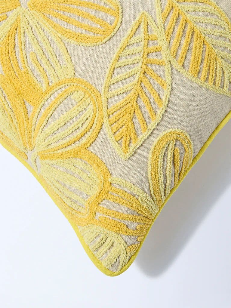 Westside Home Yellow Floral Embroidered Cushion Cover — photo 3