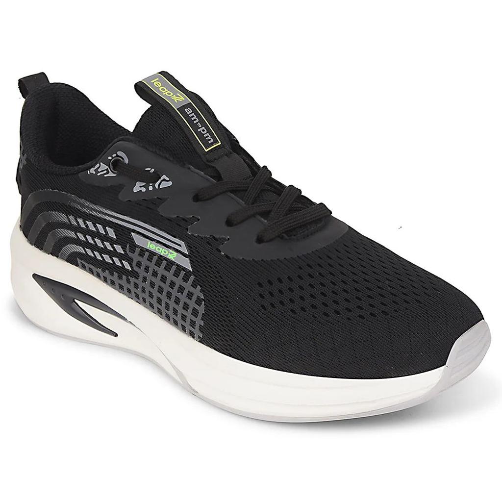 Leap7x Black Sports Lacing Running Shoes For Men KAPSTER-1 By Liberty