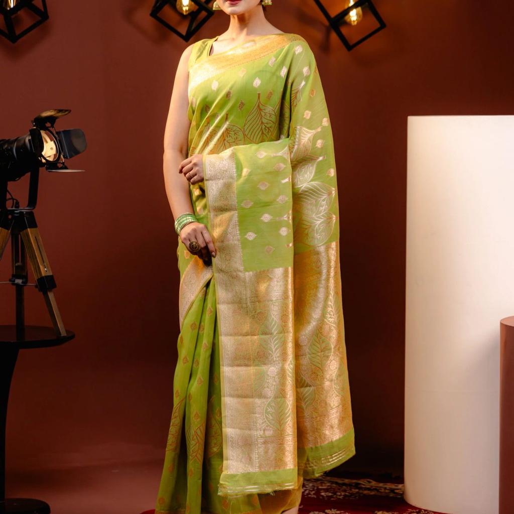 Mimosa Women's Woven Design Banarasi Style Art Silk Saree With Blouse Piece : SA00001766OLFREE