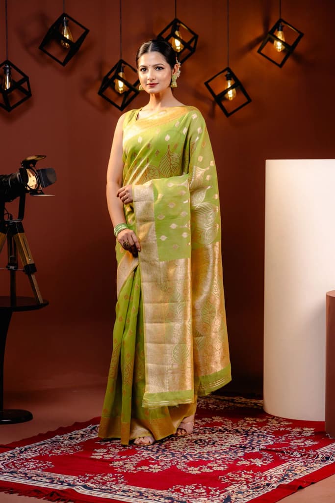 Mimosa Women's Woven Design Banarasi Style Art Silk Saree With Blouse Piece : SA00001766OLFREE