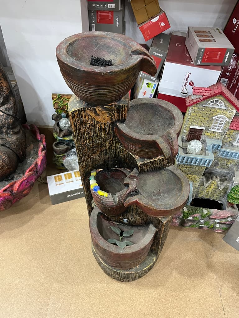 Wooden Vase with 3 Cups | Decorative | Wood | Brown