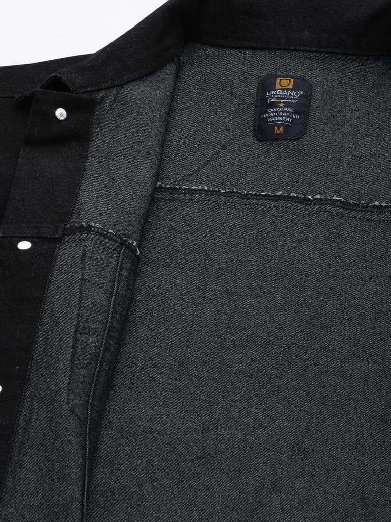 Men's Black Slim Fit Washed Sleeveless Denim Jacket — photo 7