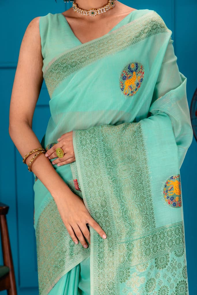 Mimosa Women's Woven Design Banarasi Style Art Silk Saree With Blouse Piece : SA00001758RMFREE — photo 3