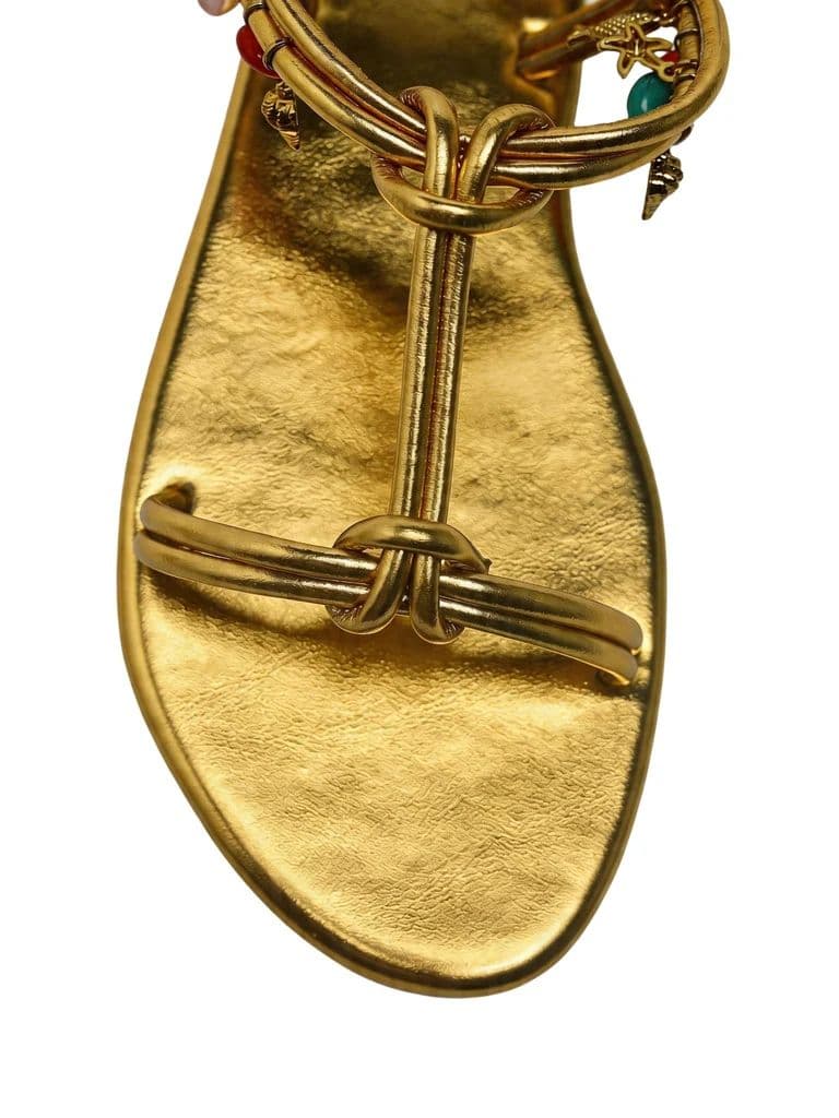 LUNA BLU Gold Multi Charm Metallic Slingback Sandals — photo 4