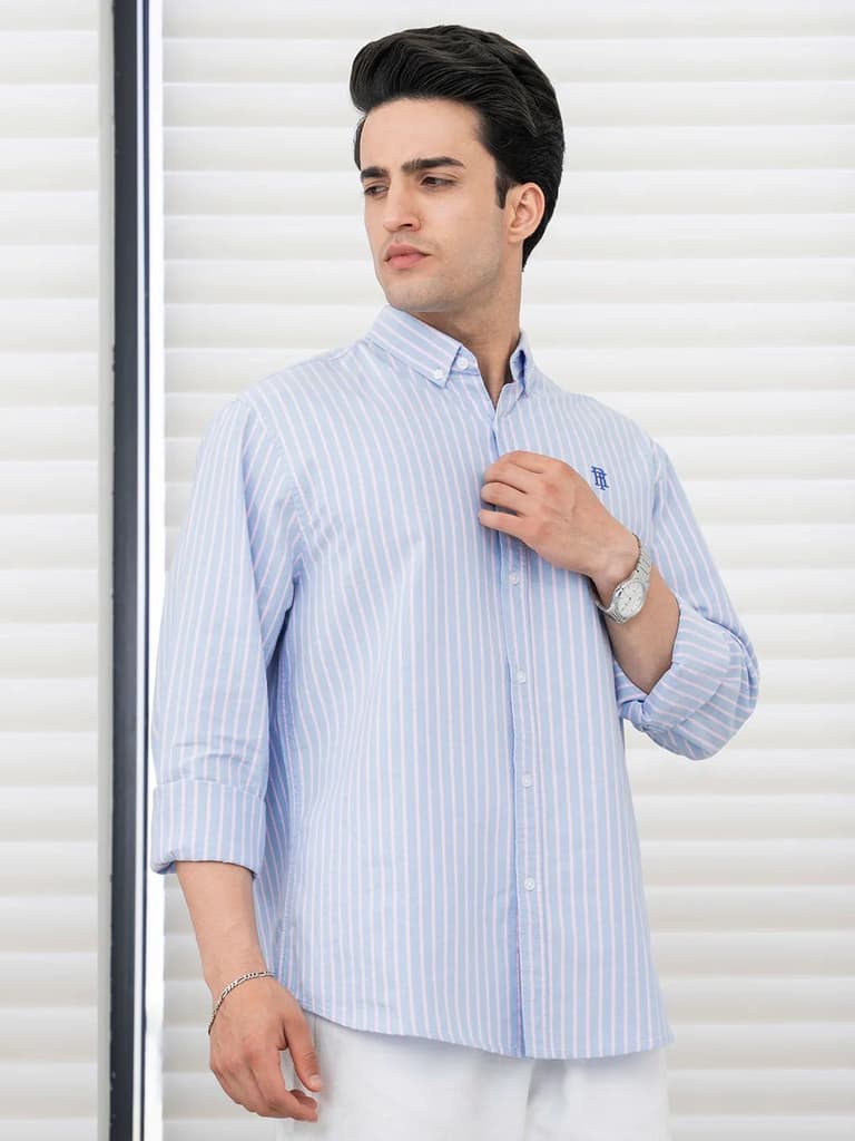 Shirts for Men in Pink | Cotton Oxford Check Full Sleeve Shirt — photo 2