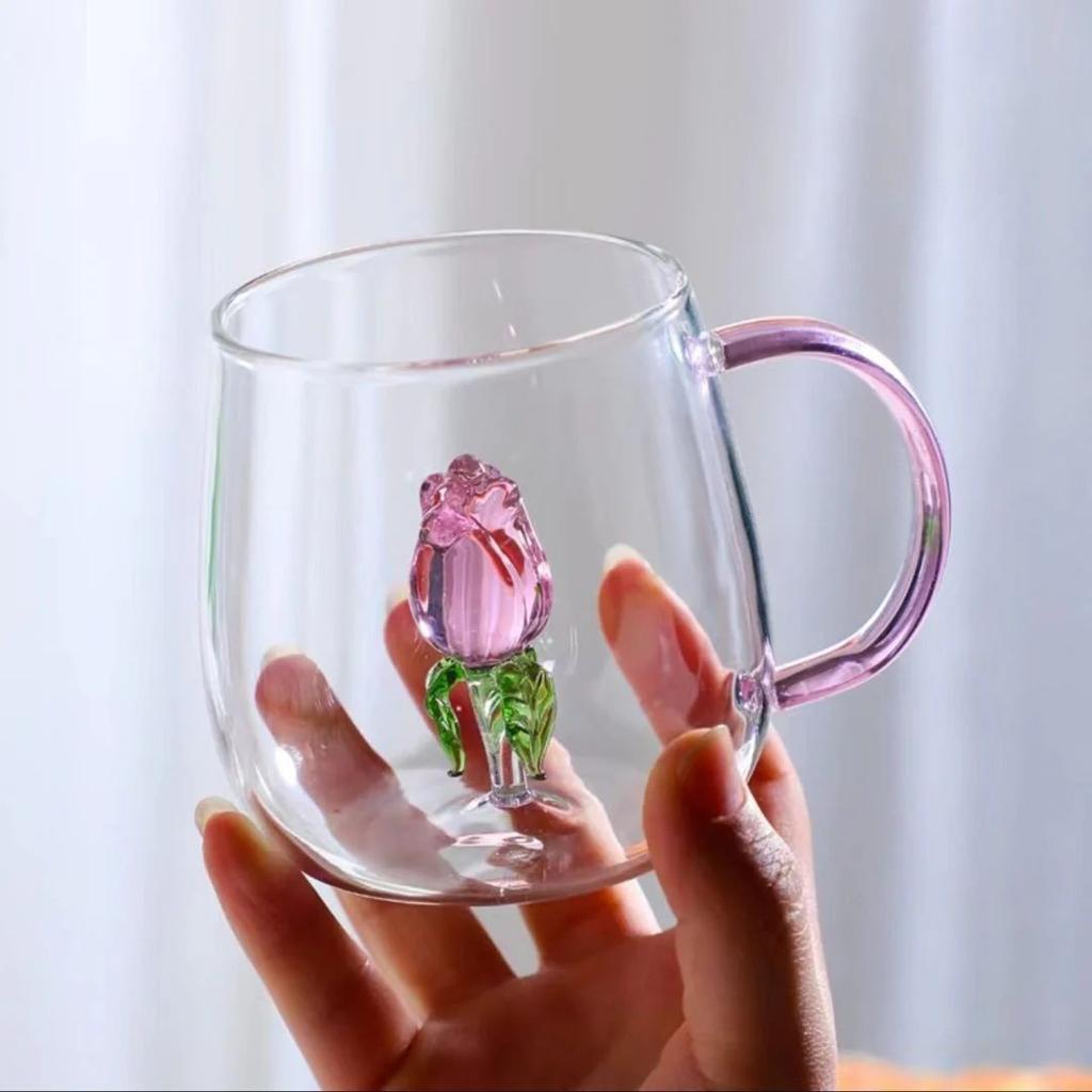 Blossom Inside – Pink Rose Glass Mug for Coffee n Cocktails — photo 4