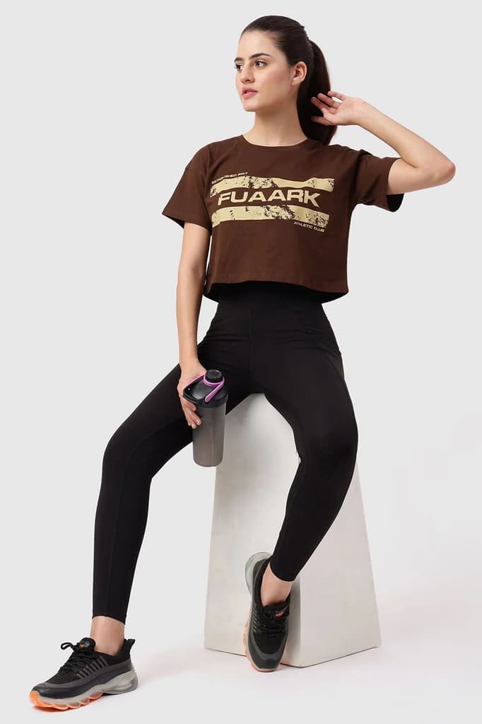 Brisk Fuaark Cotton Crop Top Coffee — photo 2