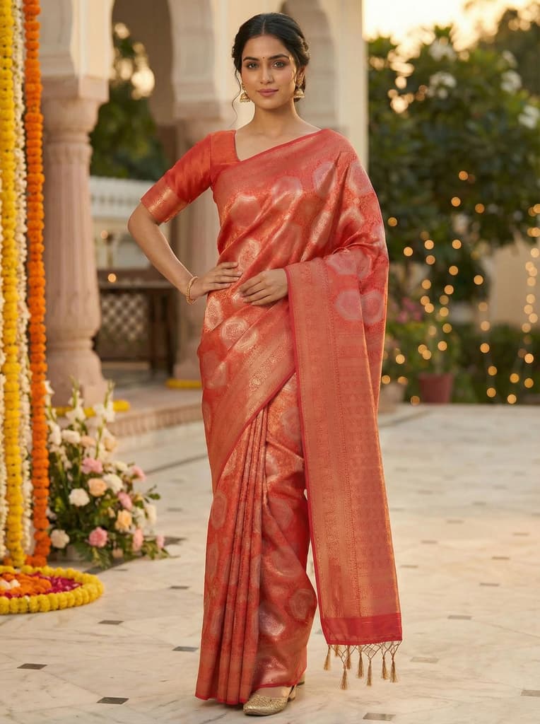 MIMOSA Women's Woven Design Kanjivaram Style Art Silk Saree with Blouse Piece - Gajjari ( SA00002246GJFREE ) — photo 2