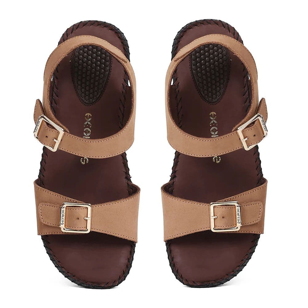 Healers MDG-4 Women's Tan Casual Sandals - EVERYDAY COMFORT with Premium Nubuck Upper — photo 6